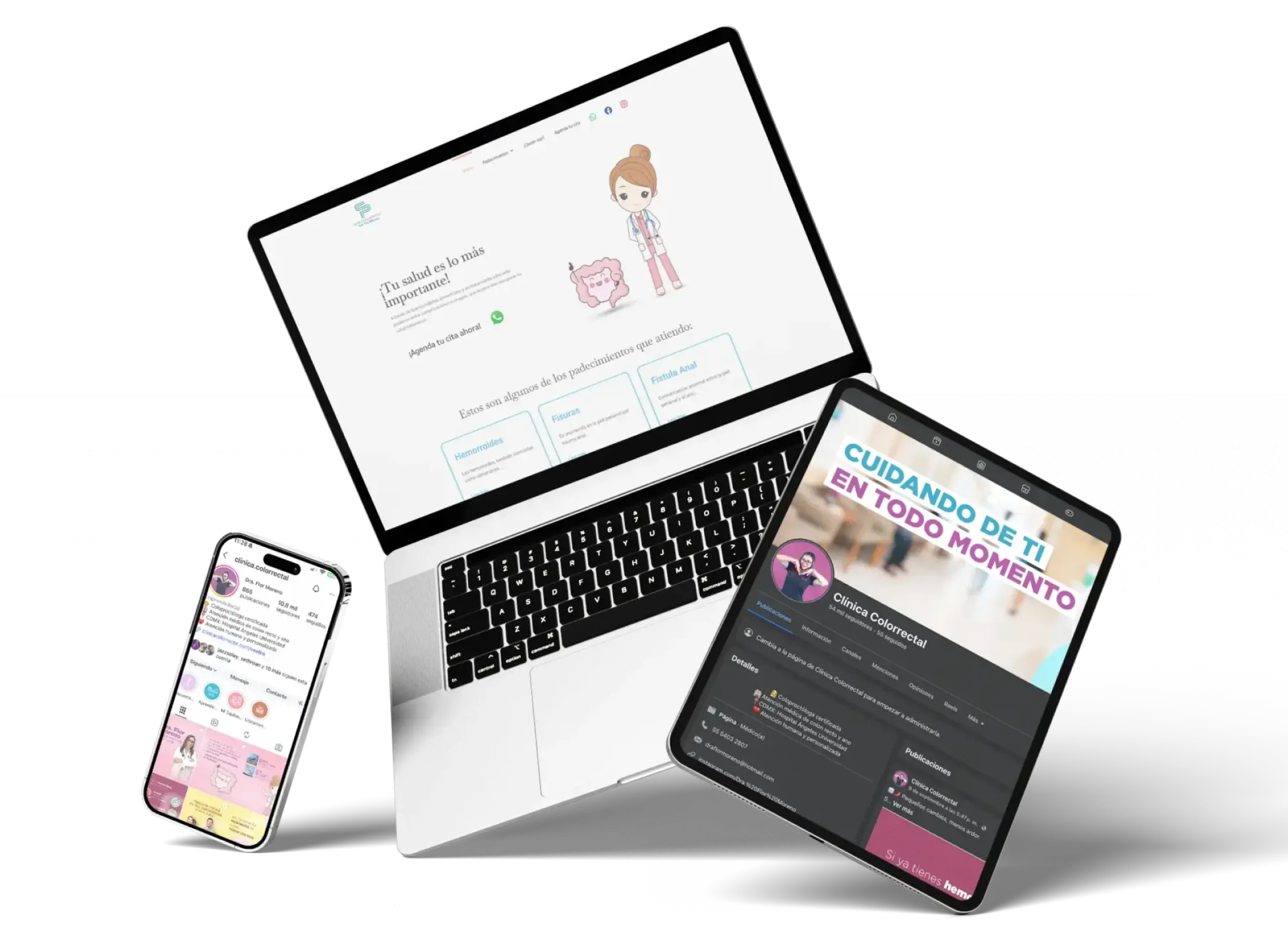 Sitio web de clínica en diferentes dispositivos